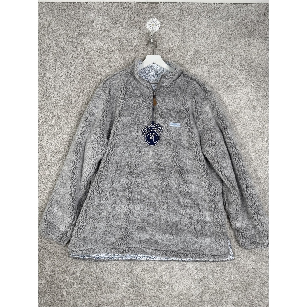 USA Palm Reversible Grey Sherpa 1/4 Zip - Wave/XXL